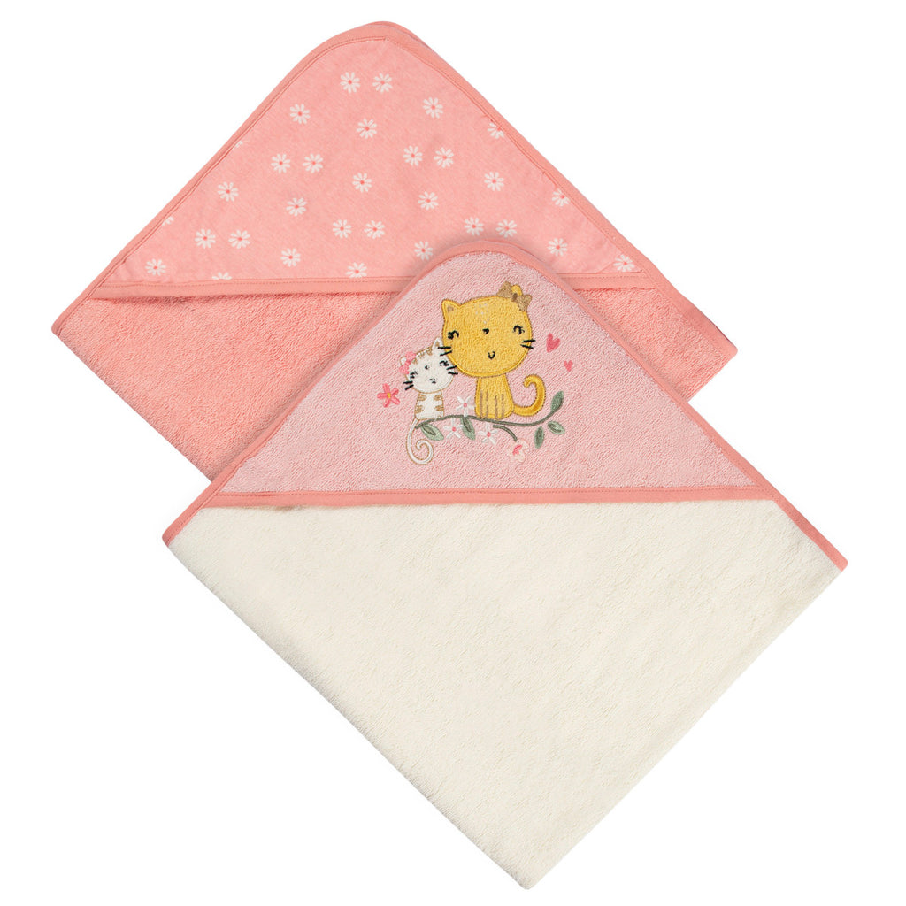 Set 2 toallas bebé Gerber con capucha rosa 66×76 cm algodón-OSZ