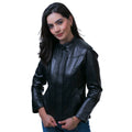 Chamarra castelli negra piel borrego mujer tipo saco elegante slim