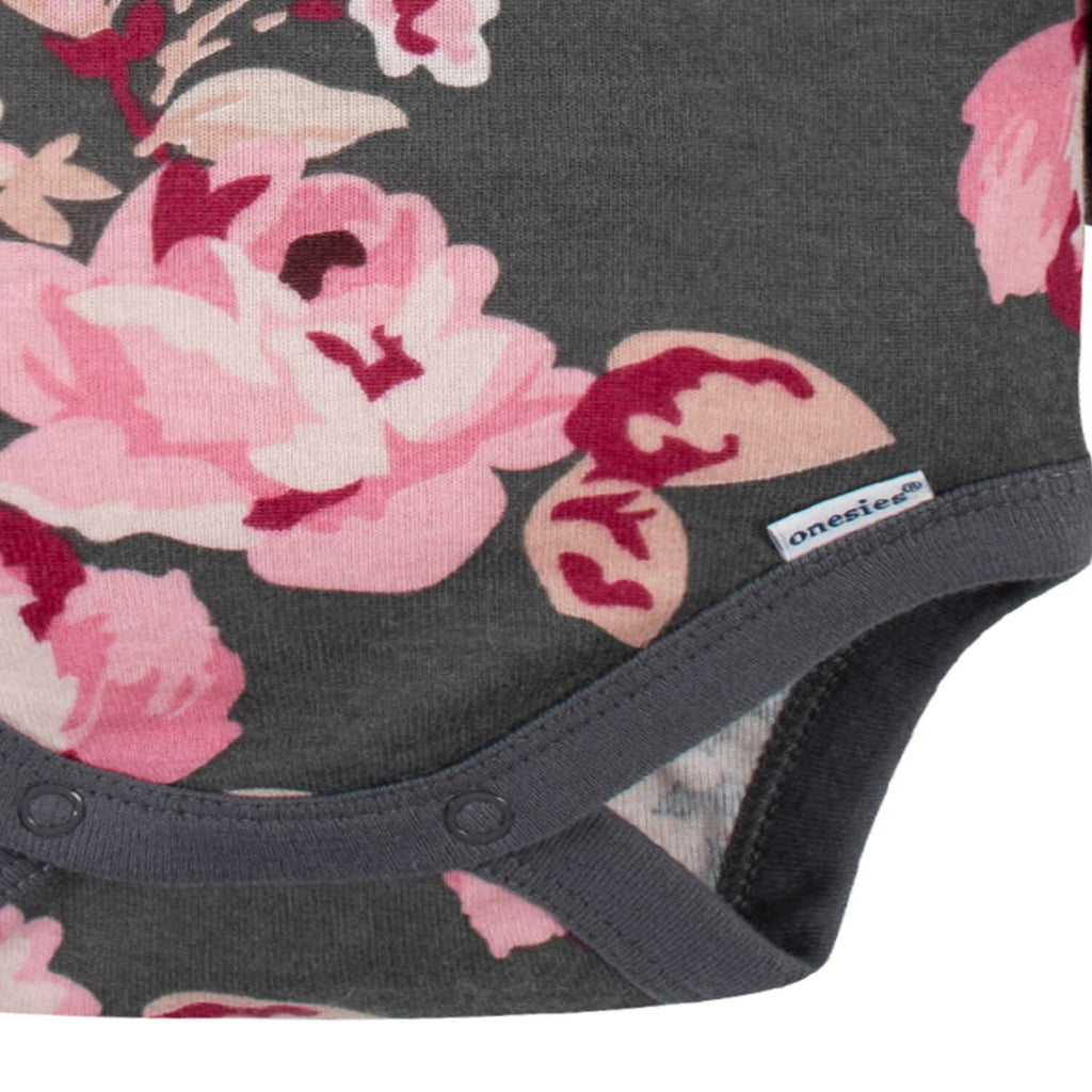 Pañalero Gerber rosa gris body bebé algodón para niña-12M