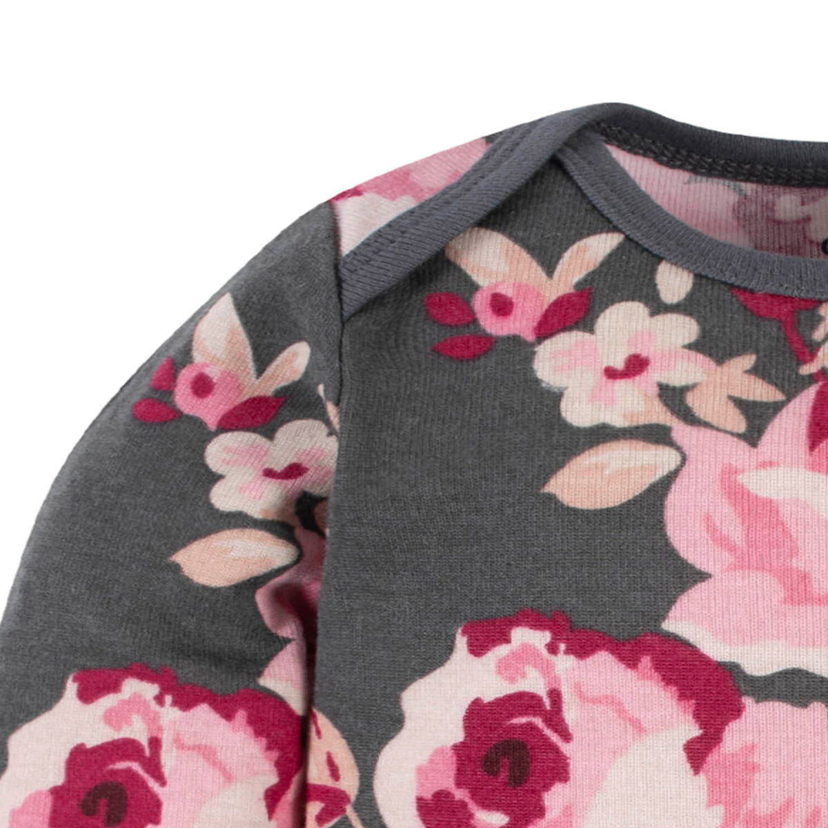 Pañalero Gerber rosa gris body bebé algodón para niña-6-9M