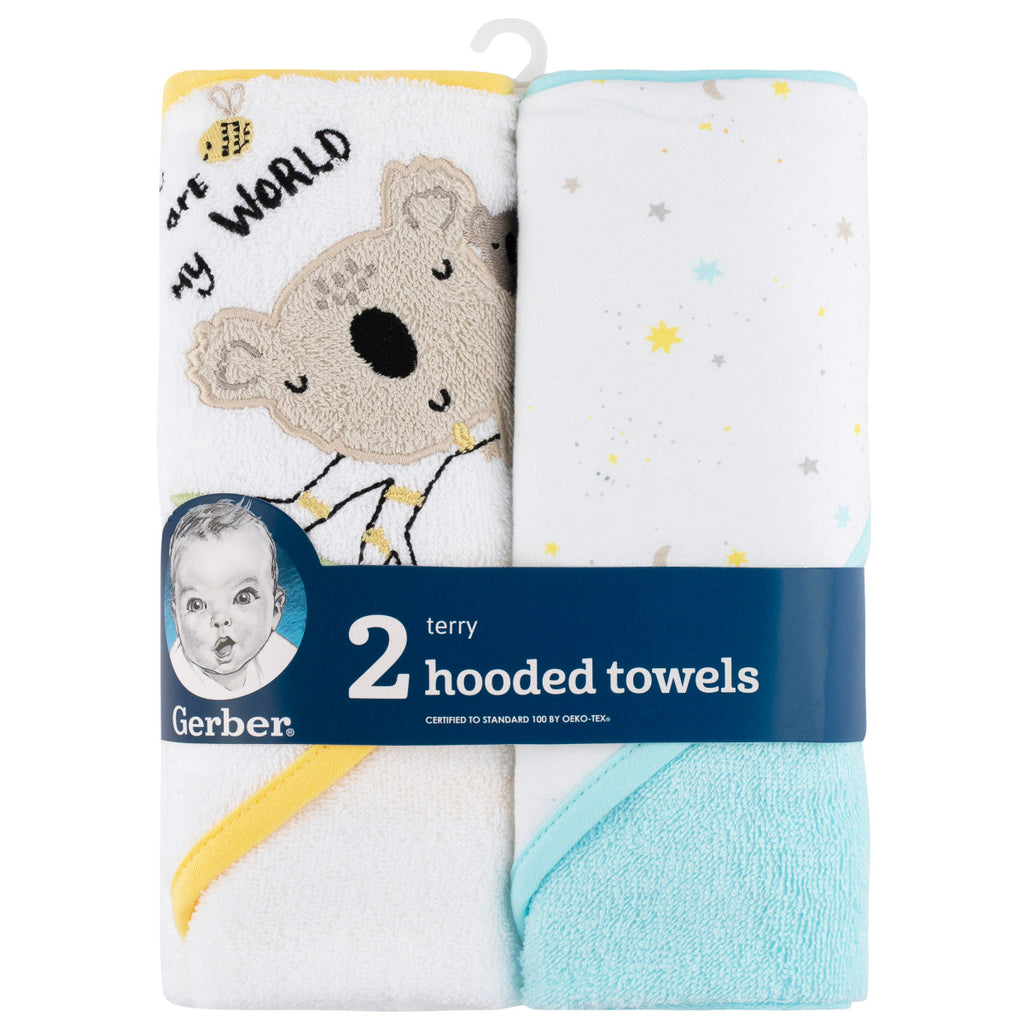 Set 2 toallas Gerber bebé capucha algodón azul 66×76 cm-OSZ
