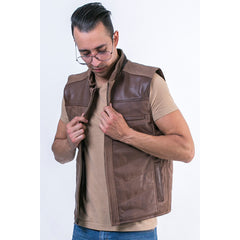 Chaleco piel borrego castelli estilo western hombre-XL