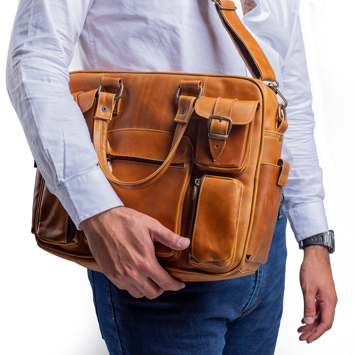 Portafolio piel genuina castelli laptop 17 pulgadas hombre
