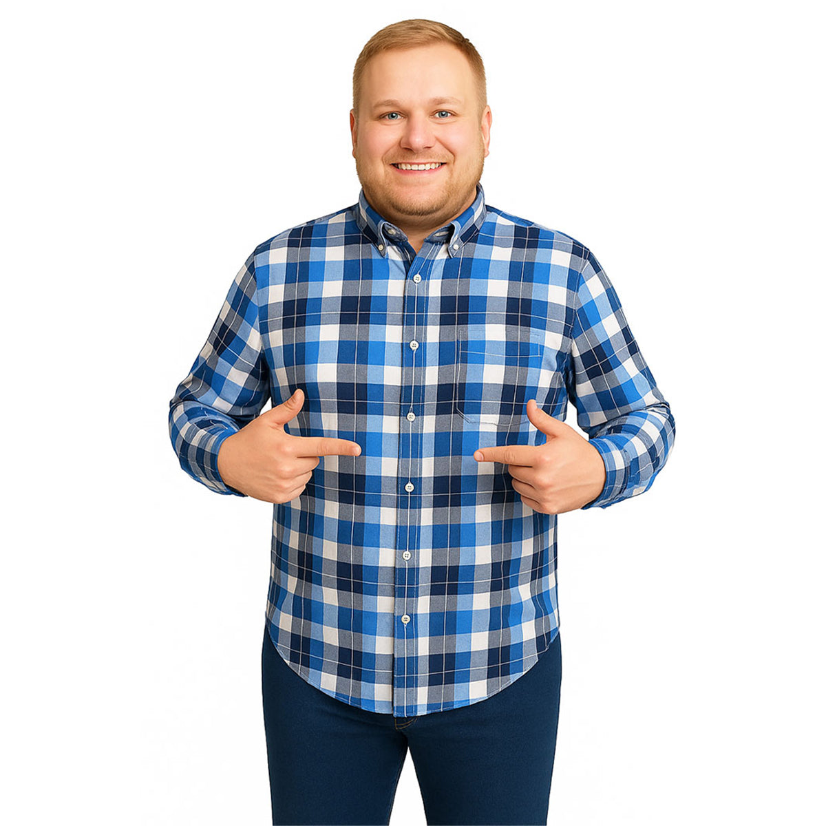 Camisa cuadros azul rey Big Kong tallas grandes hombre 3XL-3XL