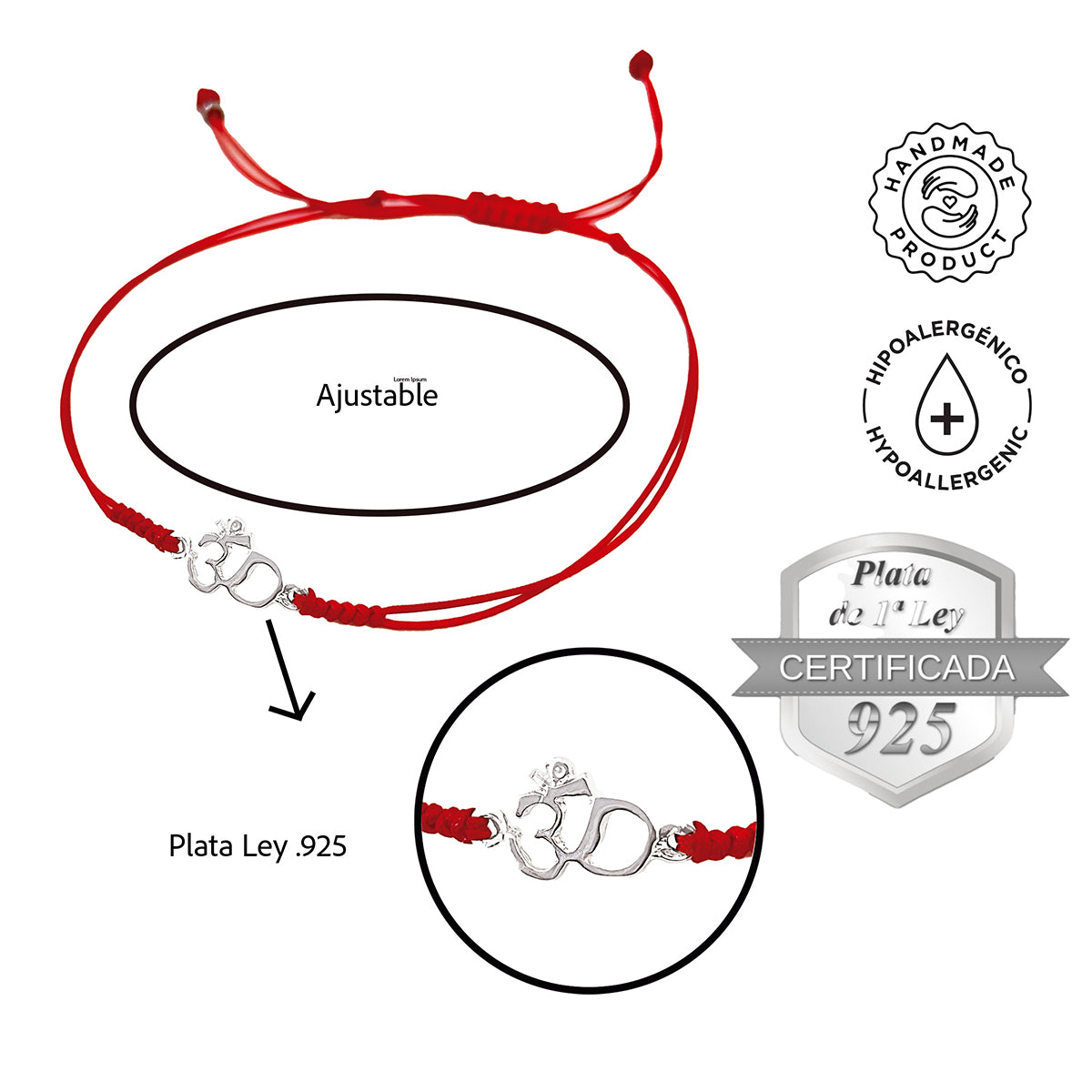 Pulsera roja VANGANIA Om oro regalo joyería unisex-Unitalla