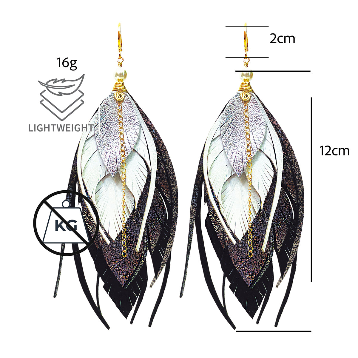 Aretes largos de mujer VANGANIA negros regalo mujer joyería-Unitalla