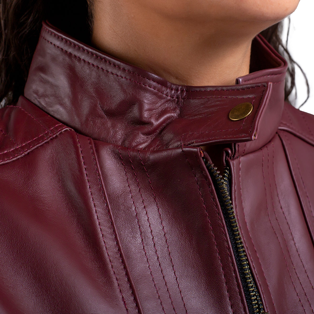 Chamarra de piel mujer castelli cuello mao elegante dama-L