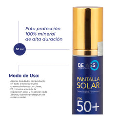 Pantalla protector solar mineral BE AES 50+ óxido de zinc