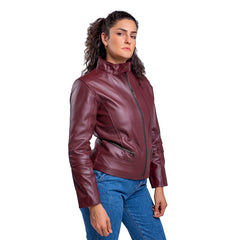 Chamarra de piel mujer castelli cuello mao elegante dama-M