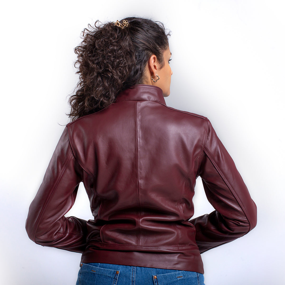 Chamarra de piel mujer castelli cuello mao elegante dama-XL