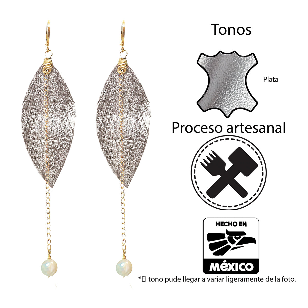 Aretes largos mujer accesorios VANGANIA con perla y cadena-8 CM