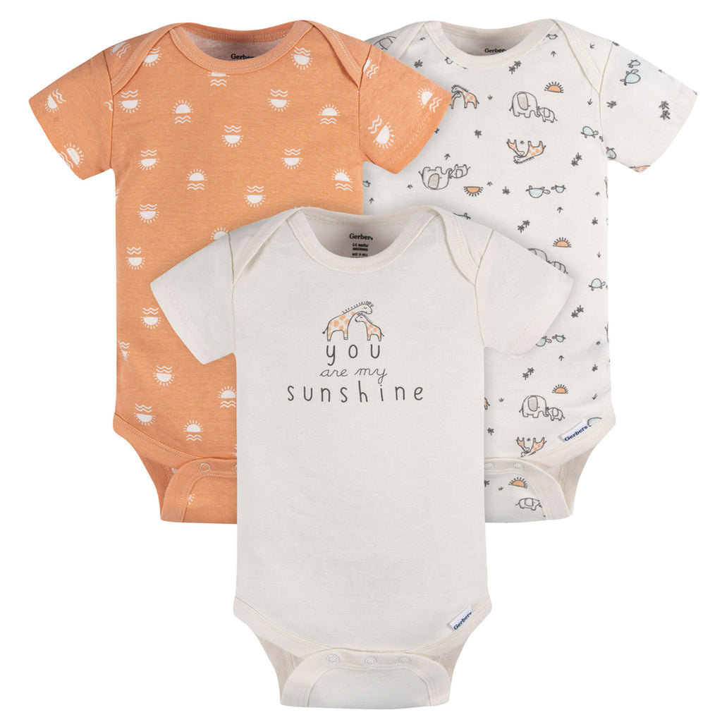 Pañalero Gerber blanco naranja body bebé conjunto unisex-0M
