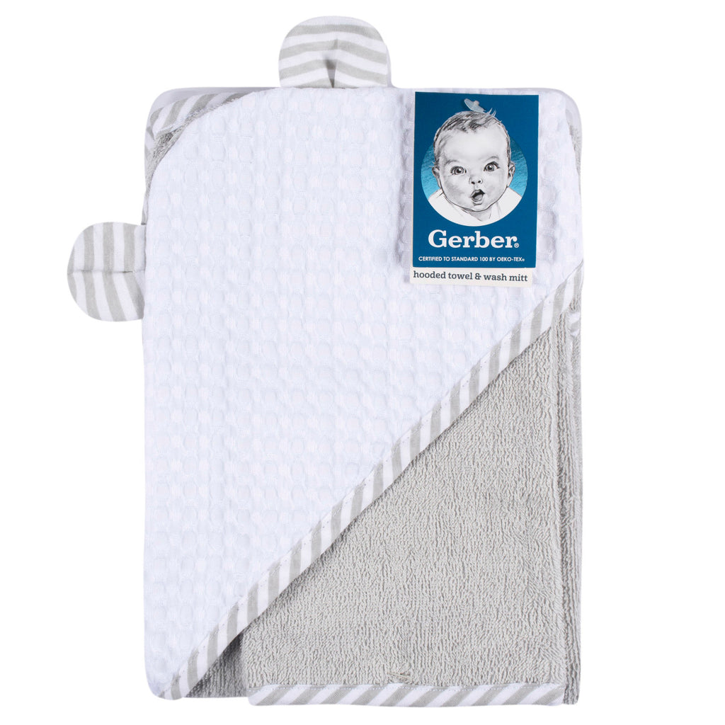 Pack 10 toallitas bebé Gerber algodón felpa gris y blanco-OSZ