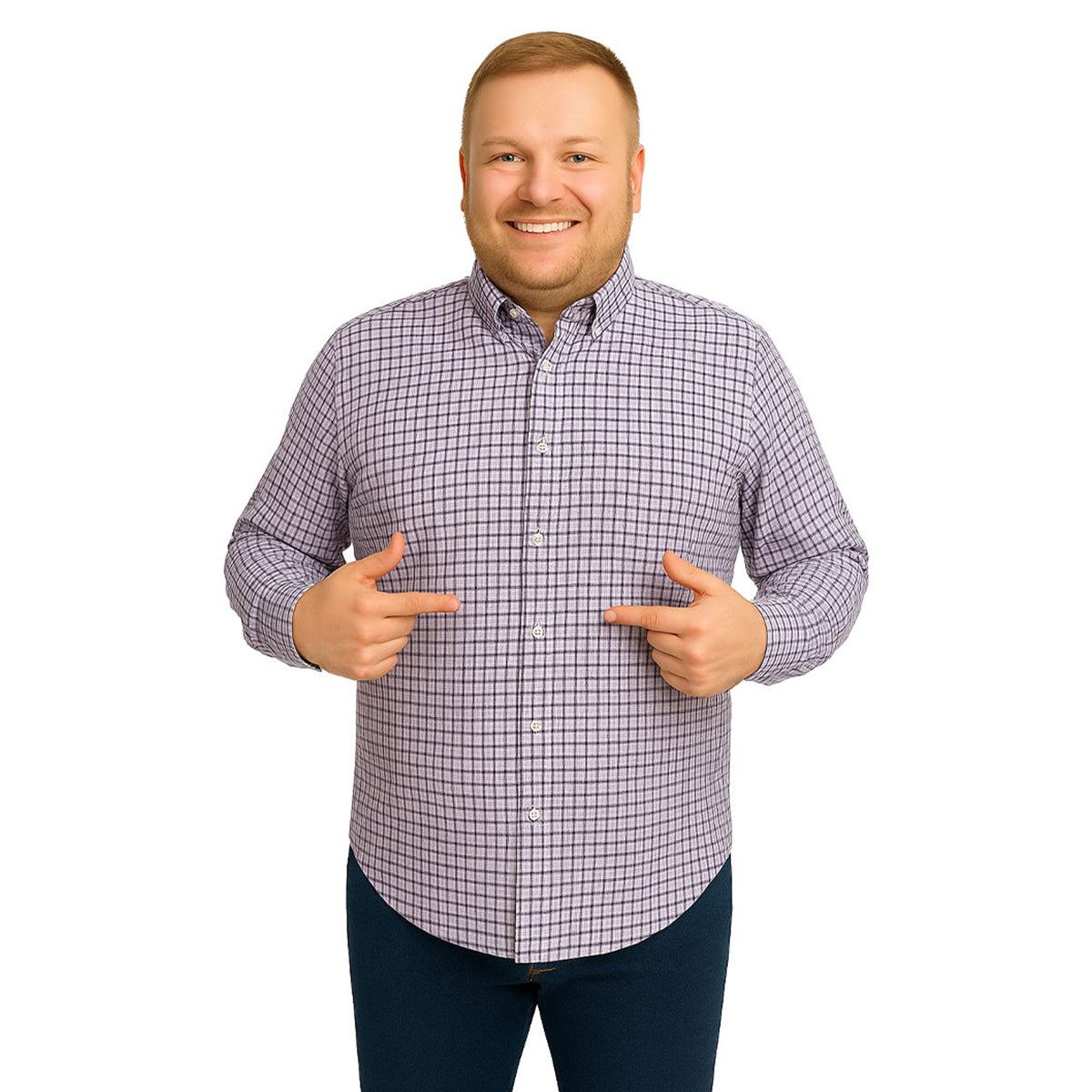 Camisa tallas grandes hombre cuadros morados Big Kong 4XL-4XL