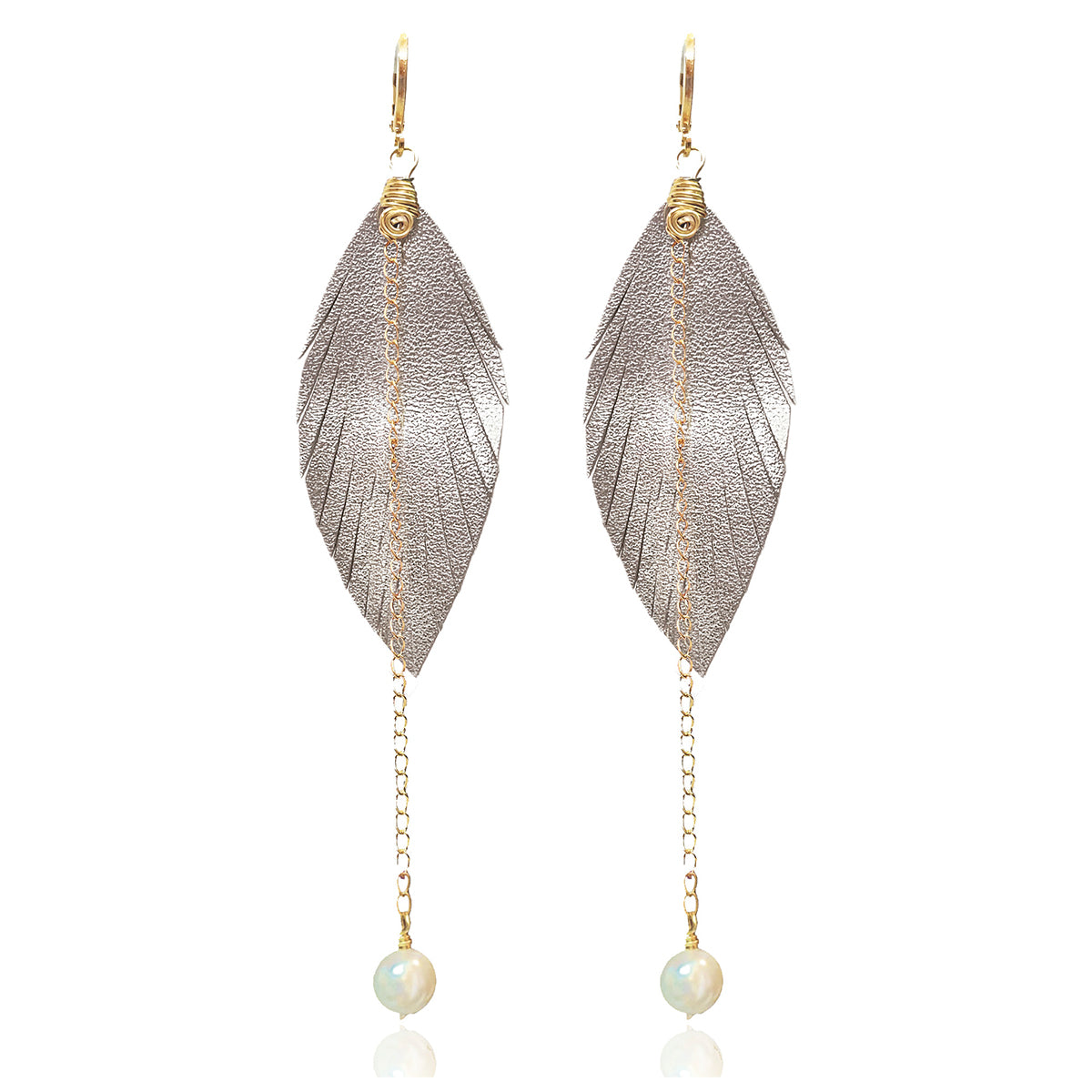 Aretes largos mujer accesorios VANGANIA con perla y cadena-8 CM