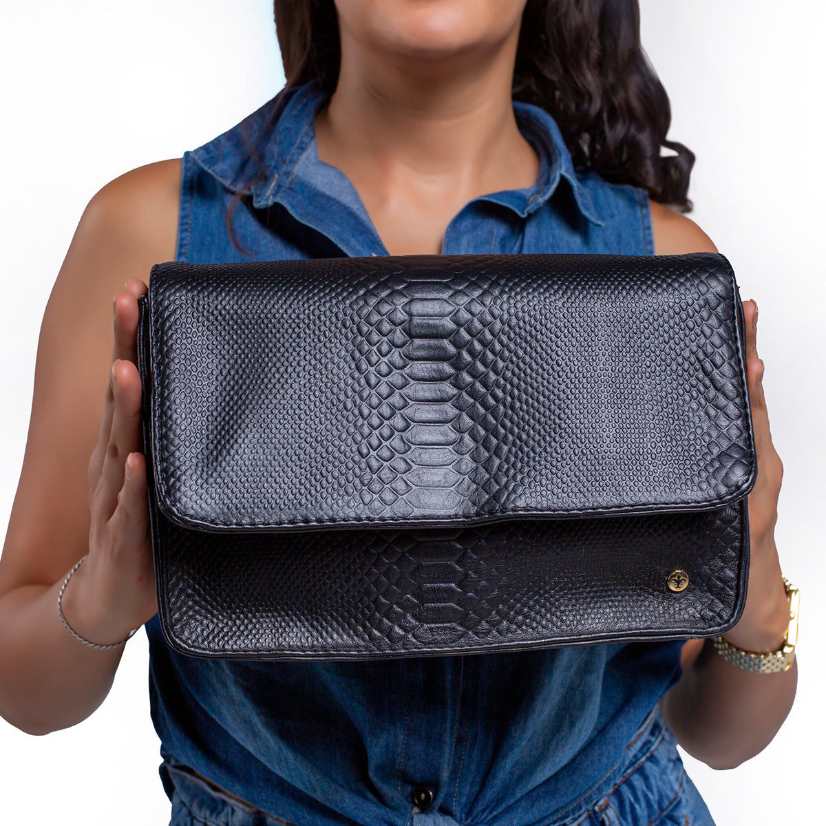Bolsa castelli dama piel vibora con correa desmontable