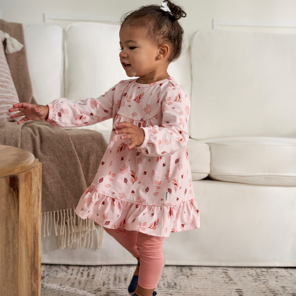 Conjunto Gerber niña vestido y leggings color naranja-4T