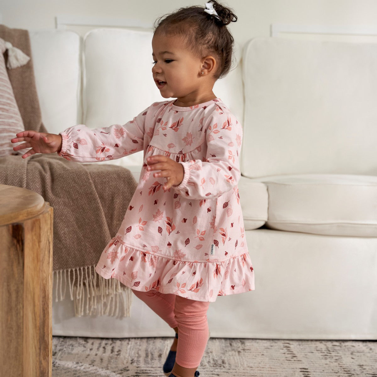 Conjunto Gerber niña vestido y leggings color naranja-4T