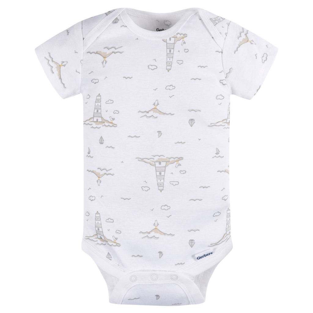Pañalero Gerber blanco gris body bebé conjunto unisex-6-9M