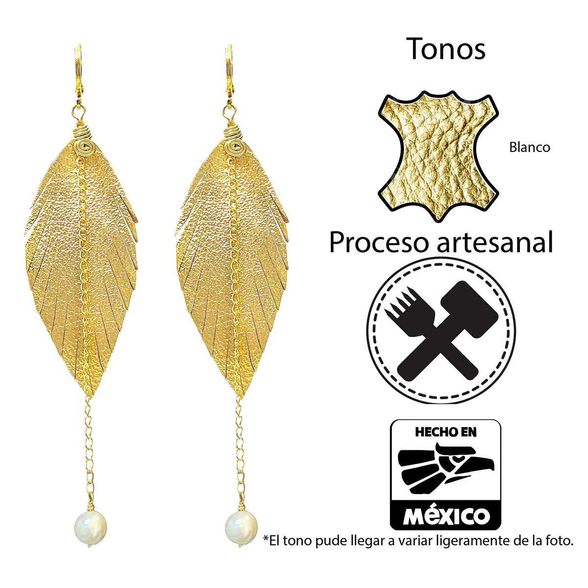 Aretes largos mujer accesorios VANGANIA con perla y cadena-8 CM