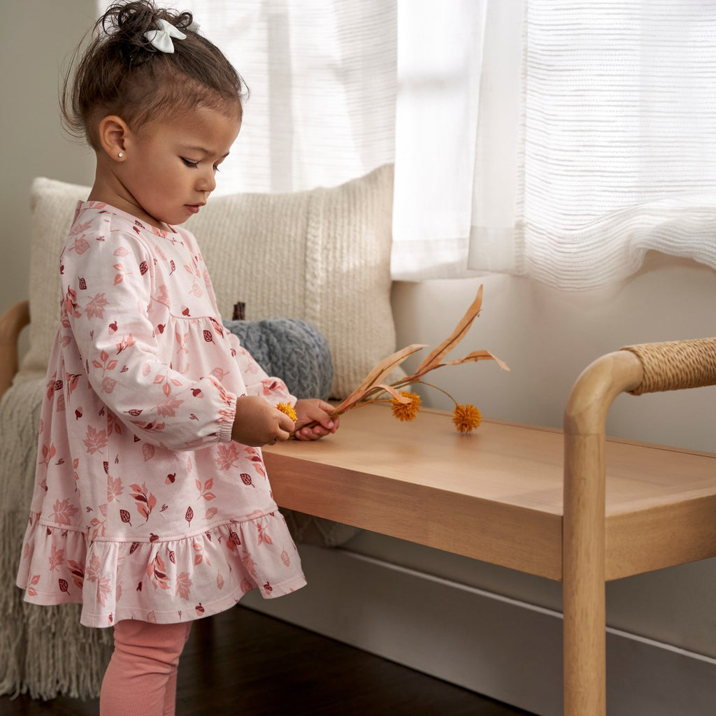 Conjunto Gerber niña vestido y leggings color naranja-5T