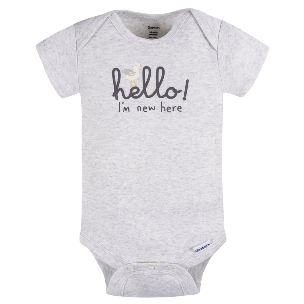 Pañalero Gerber blanco gris body bebé conjunto unisex-0M