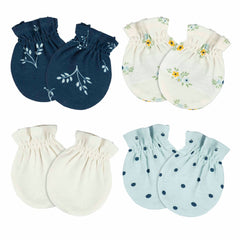 Mitones Gerber bebé azul blanco 4 piezas antirrasguños-0-3M
