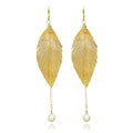 Aretes largos mujer accesorios VANGANIA con perla y cadena-8 CM
