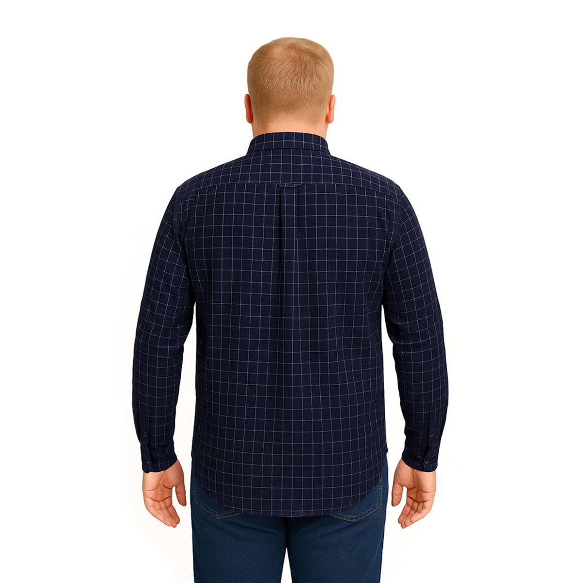 Camisa Big Kong manga larga tallas grandes azul cuadros 6XL-6XL