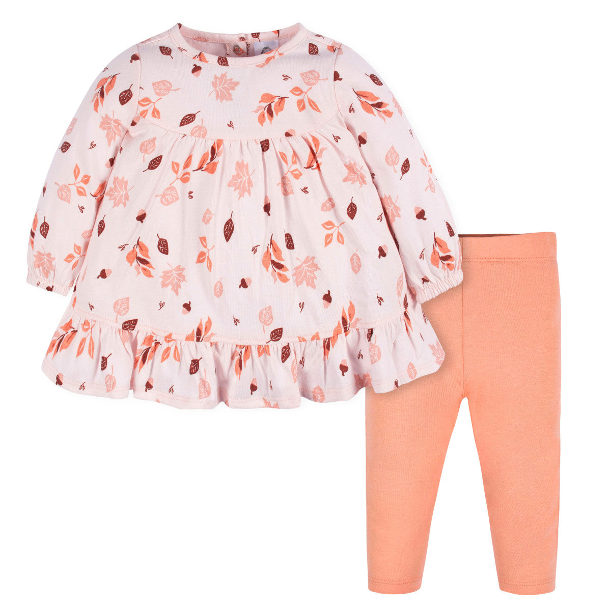 Conjunto Gerber niña vestido y leggings color naranja-2T