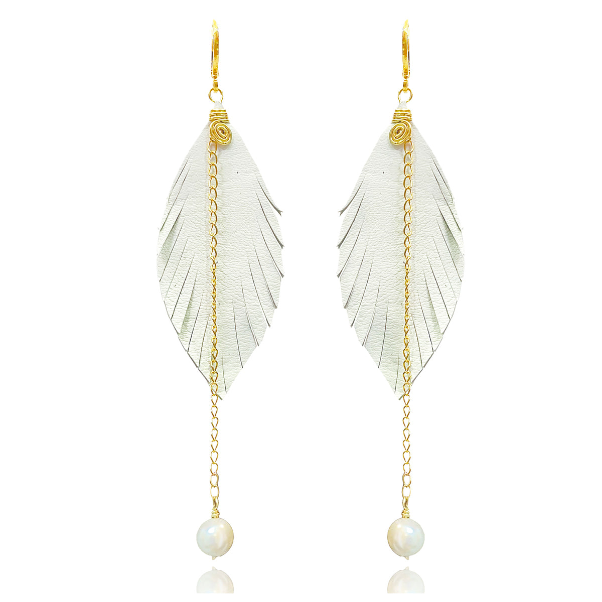 Aretes largos mujer accesorios VANGANIA con perla y cadena-8 CM
