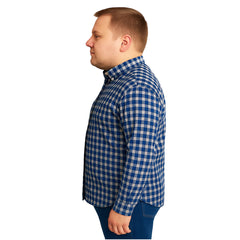 Camisa Big Kong manga larga tallas grandes cuadros azul 3XL-3XL