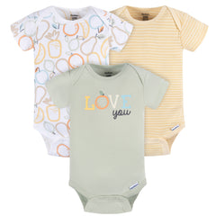 Pañalero Gerber amarillo blanco verde body bebé unisex-0M