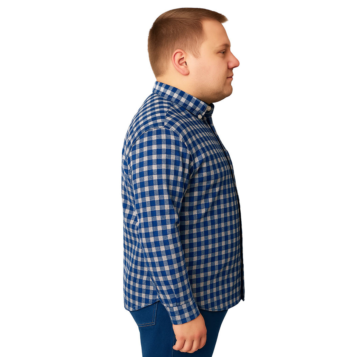 Camisa Big Kong manga larga tallas grandes cuadros azul XL-XL