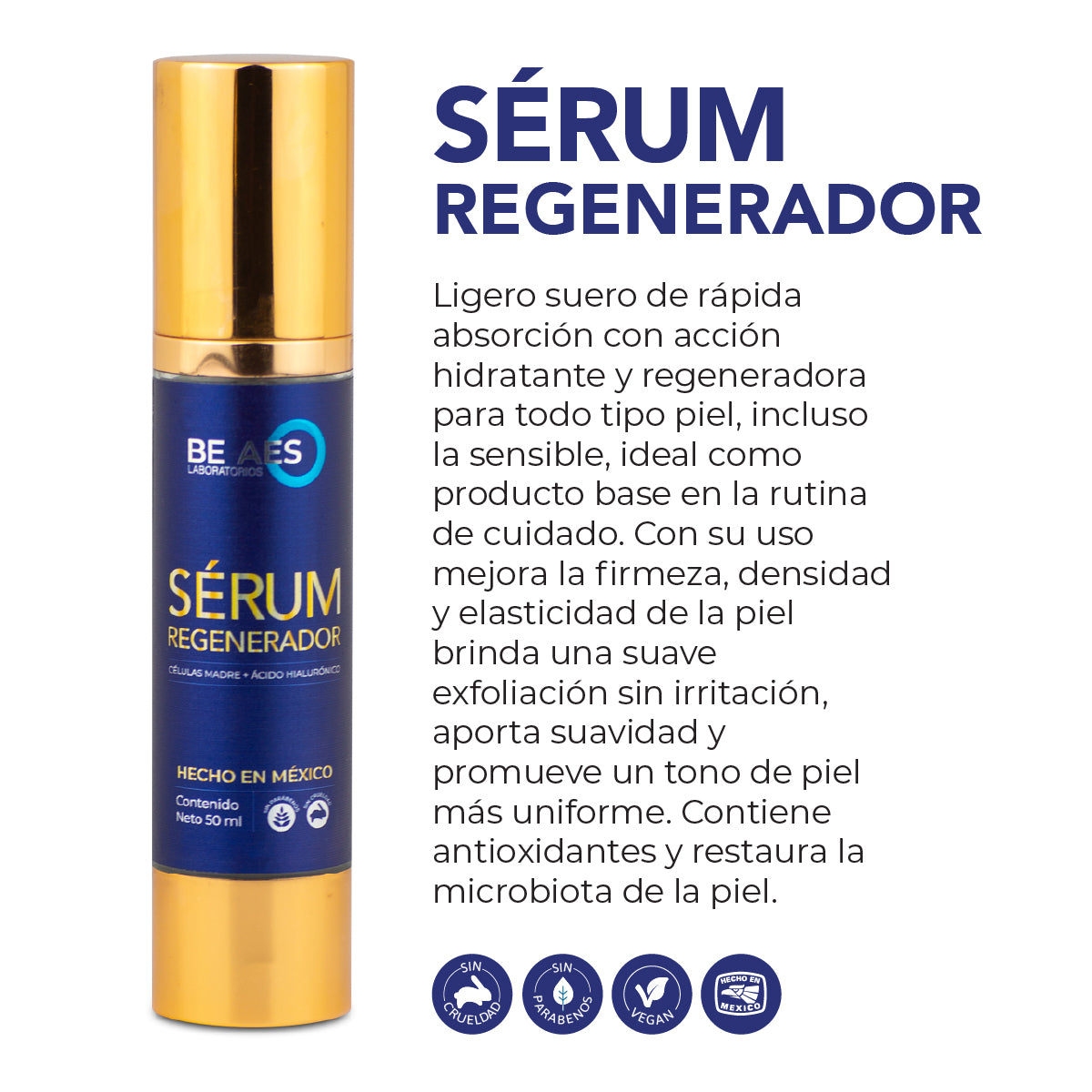 Serum facial BE AES células madre y ácido hialurónico 50 ml