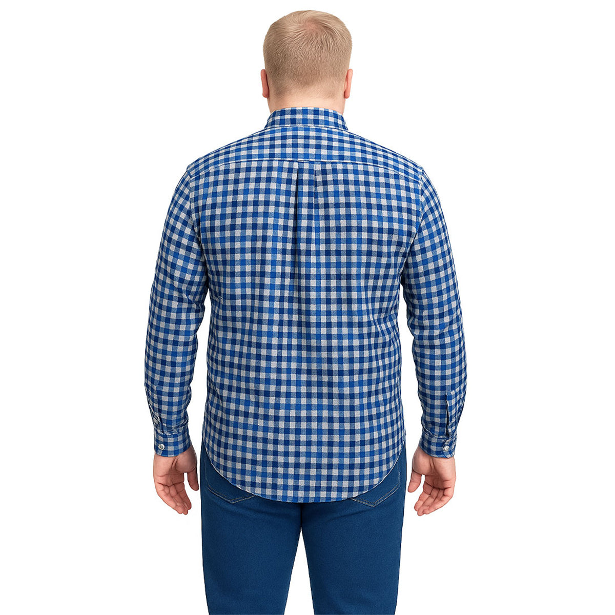 Camisa Big Kong manga larga tallas grandes cuadros azul 2XL-2XL