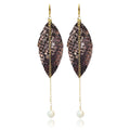 Aretes largos mujer accesorios VANGANIA con perla y cadena-8 CM