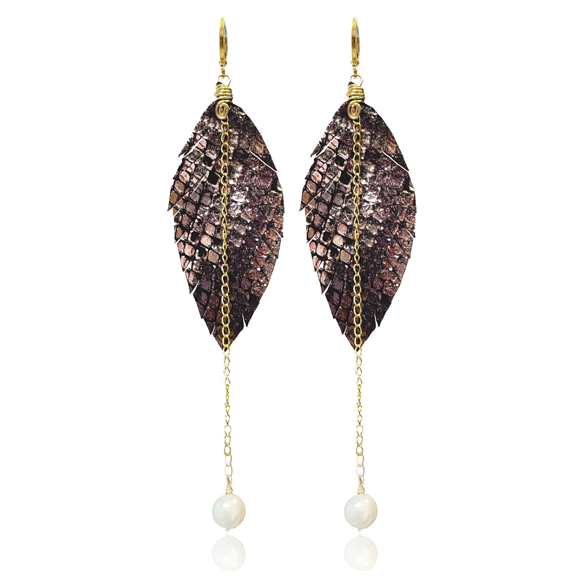 Aretes largos mujer accesorios VANGANIA con perla y cadena-8 CM