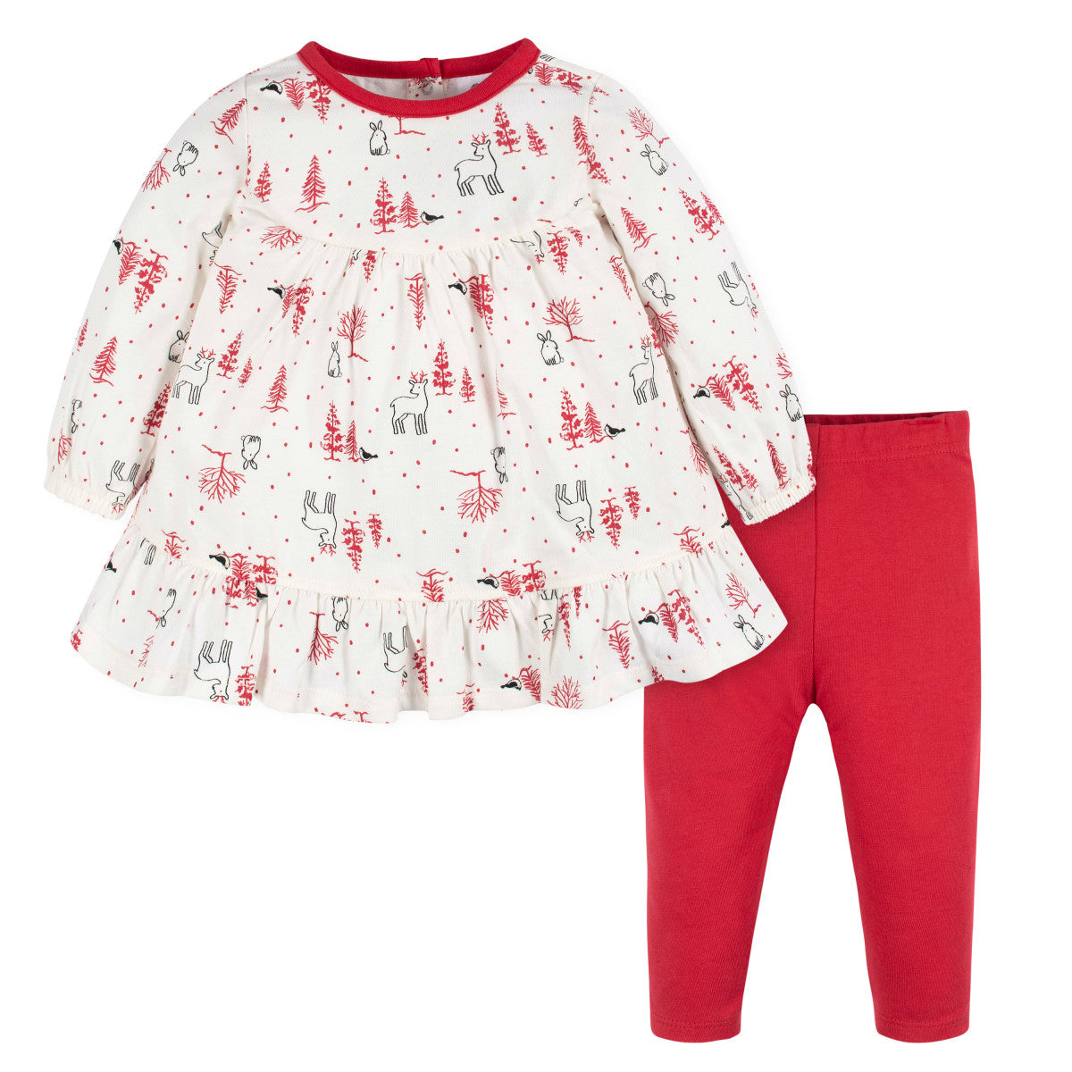 Conjunto Gerber ropa bebé vestido leggings niña algodón-0-3M