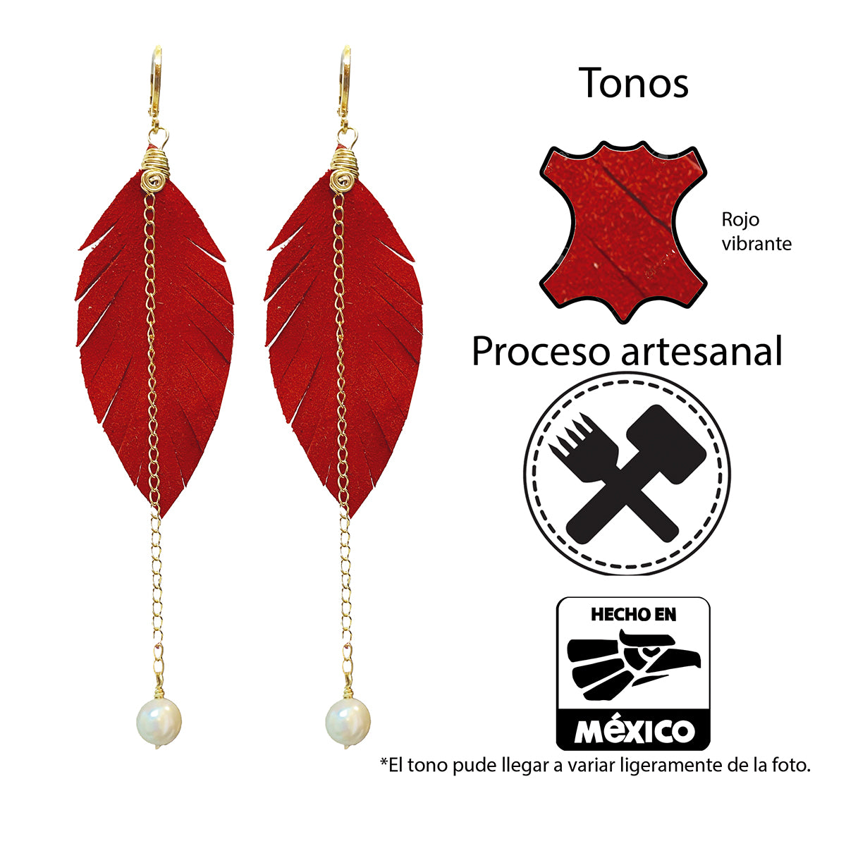 Aretes largos mujer accesorios VANGANIA con perla y cadena-8 CM