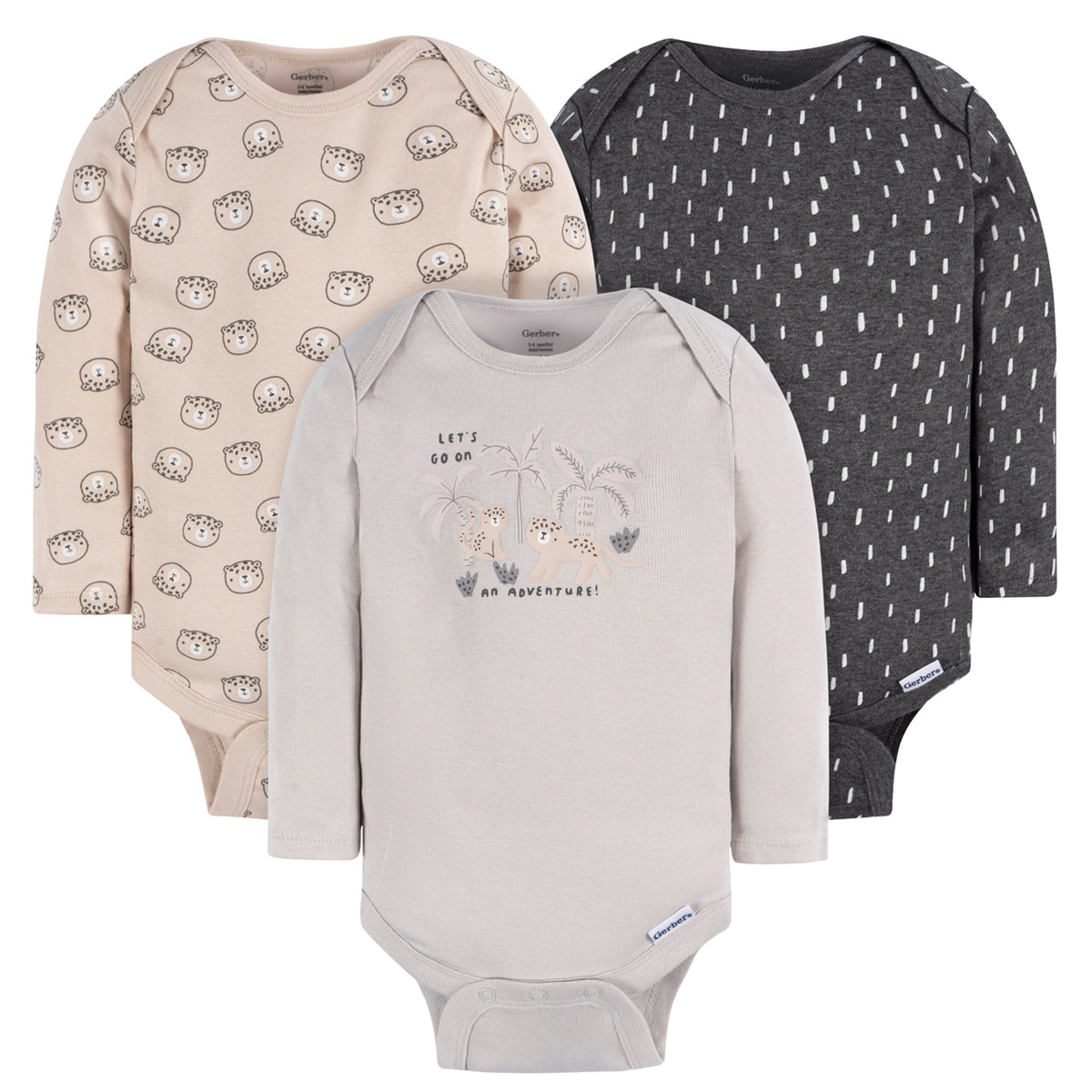 Pañalero Gerber Pack 3 Piezas Body Algodón Ropa Bebé Niña-3-6M