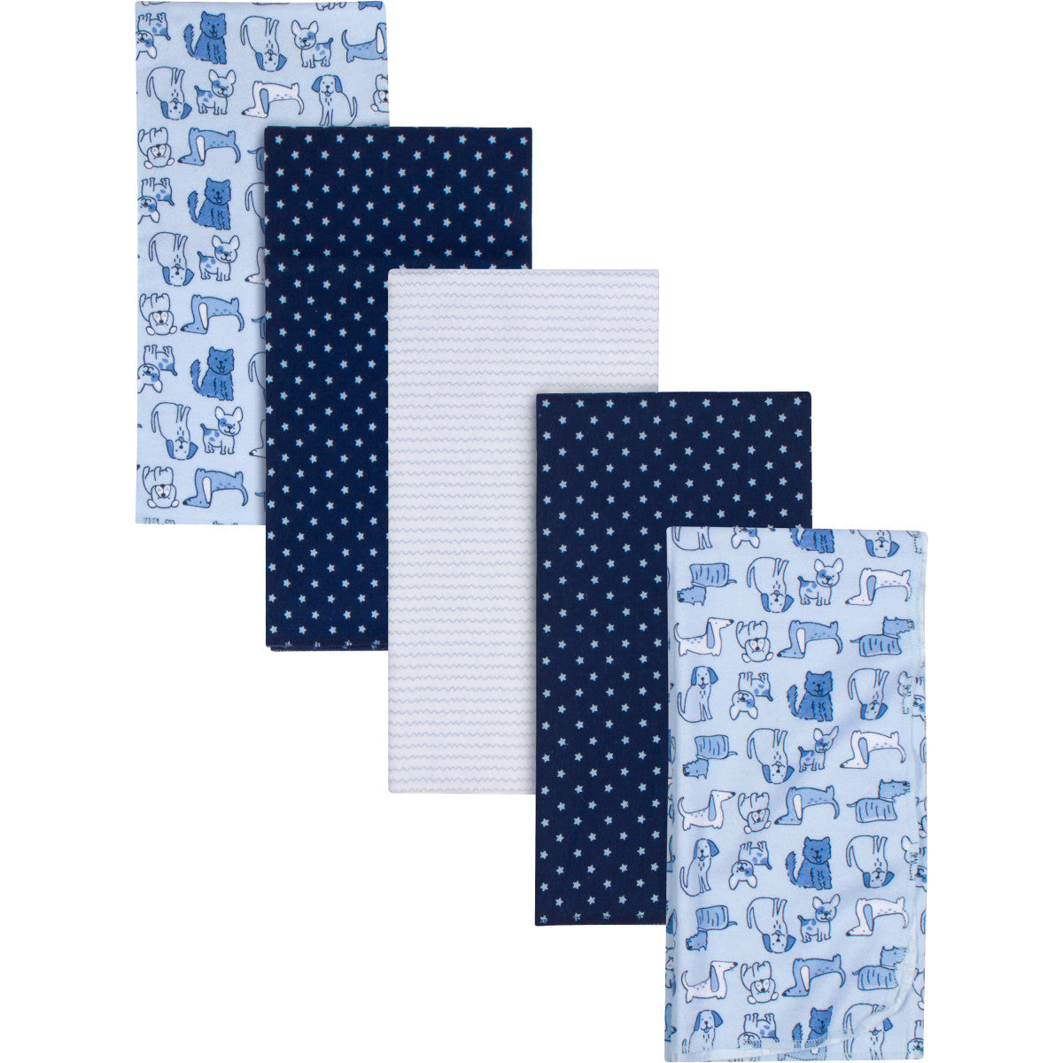 Mantas Gerber algodón azul set 5 piezas suaves para bebé-OSZ