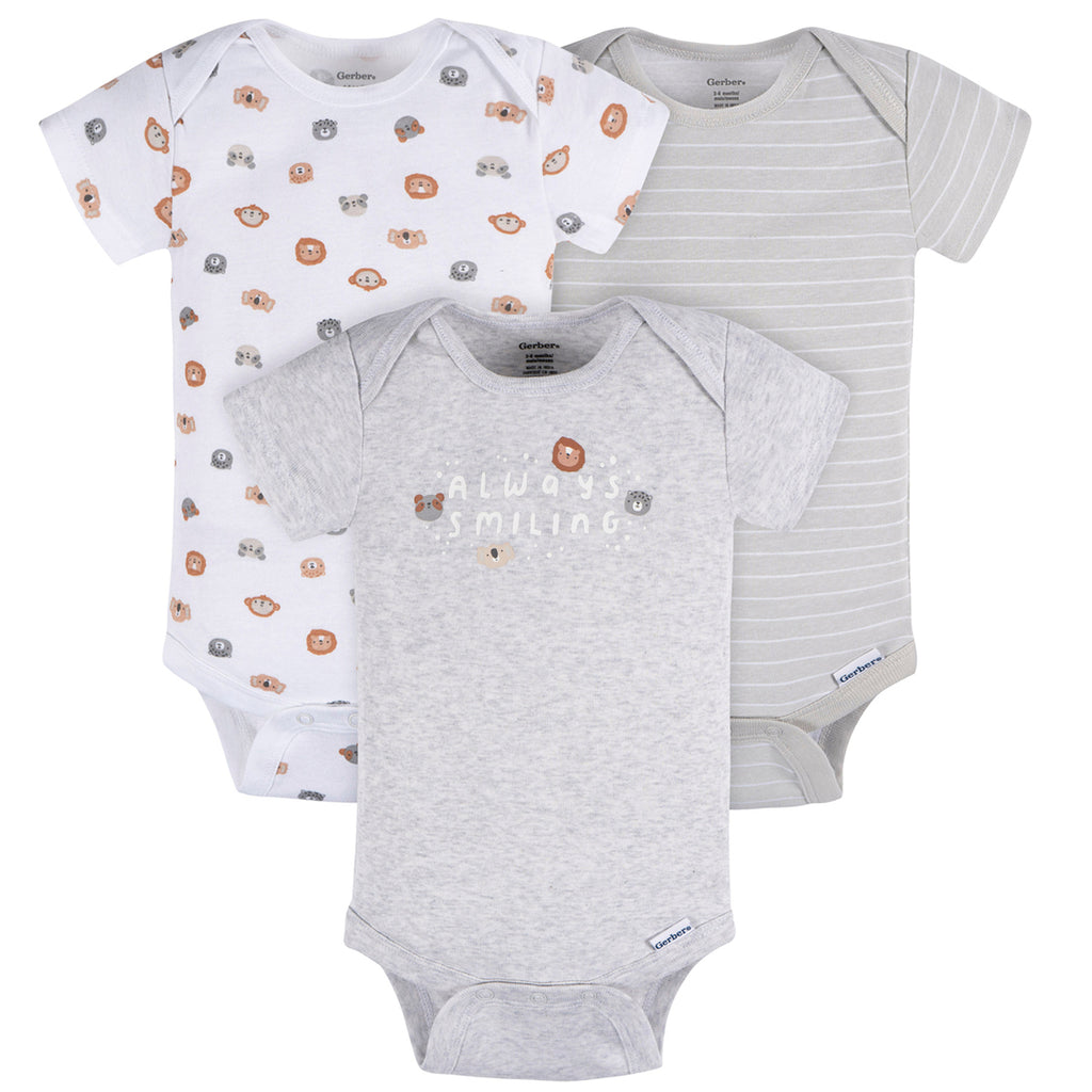Pañalero Gerber Pack 3 Piezas Body Algodón Ropa Bebé Niño-6-9M