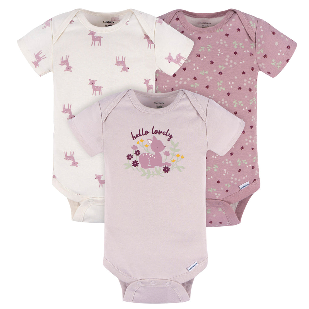 Pañalero Gerber Pack 3 Piezas Body Algodón Ropa Bebé Niña-0-3M