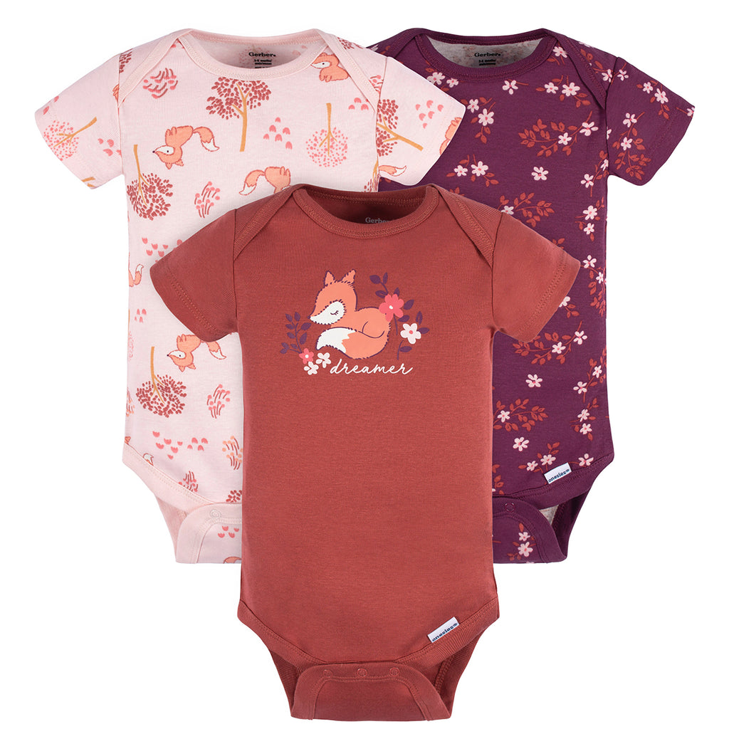 Pañalero Gerber Pack 3 Piezas Body Algodón Ropa Bebé Niña-12M