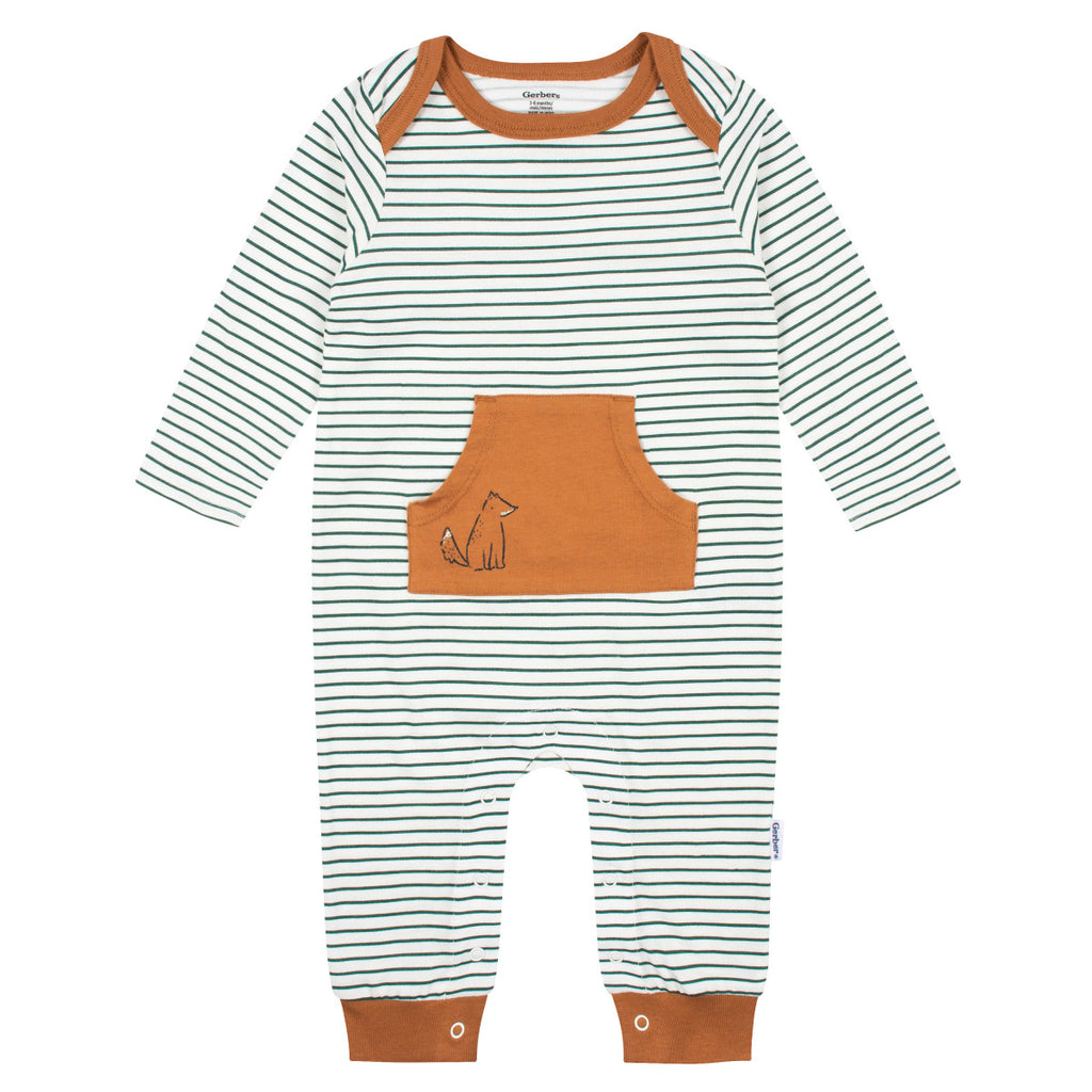 Mameluco Gerber Pack 2 Algodón Verde Con Pies Bebé Niño-3-6M