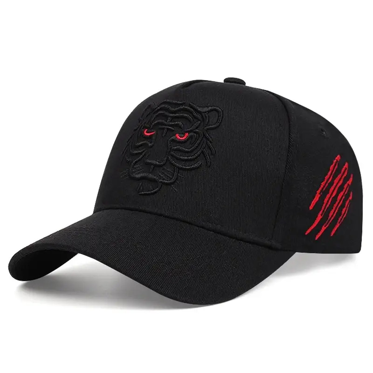 Gorra Negra Tigre Bordado Hip Hop Hombre Ajustable Unisex-Unitalla