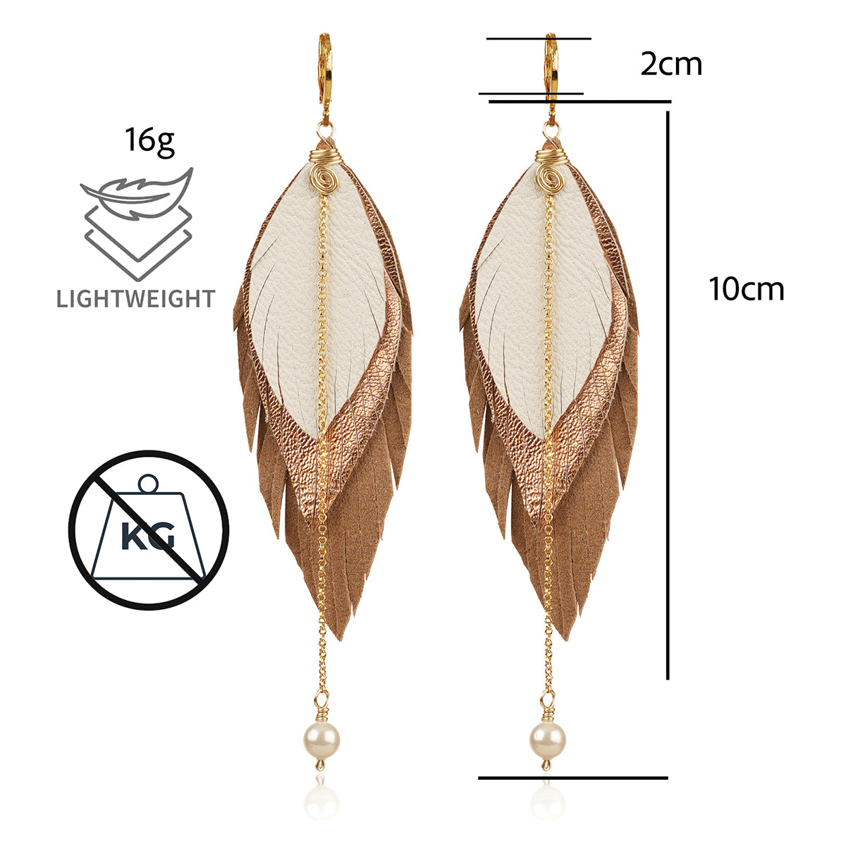 Aretes GAVILÁN mujer pluma cuero joyería elegante VANGANIA