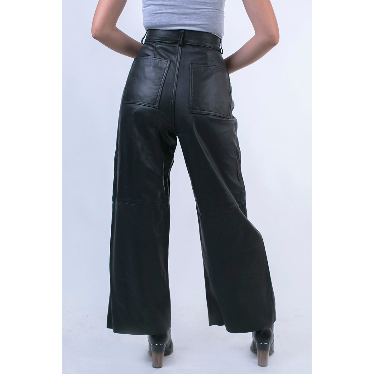 Pantalón piel borrego Castelli dama negro corte oversize-S