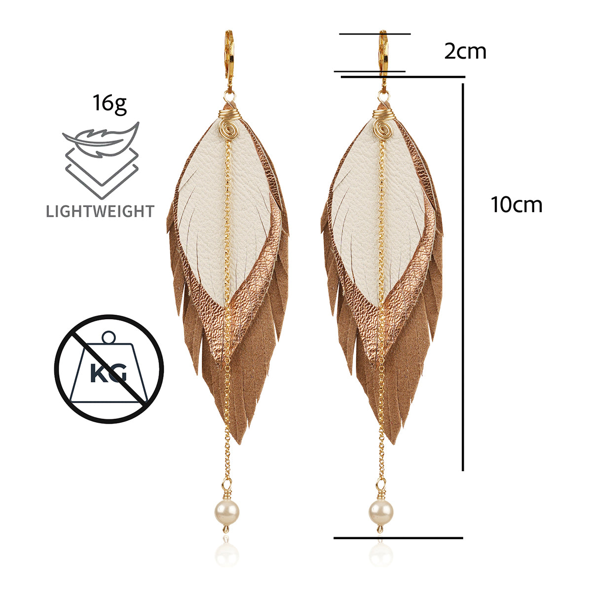 Aretes Maxi Raven Gold pluma largos dorados mujer VANGANIA-15CM
